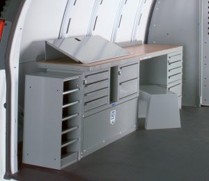 locksmiths work bench and storage module for van