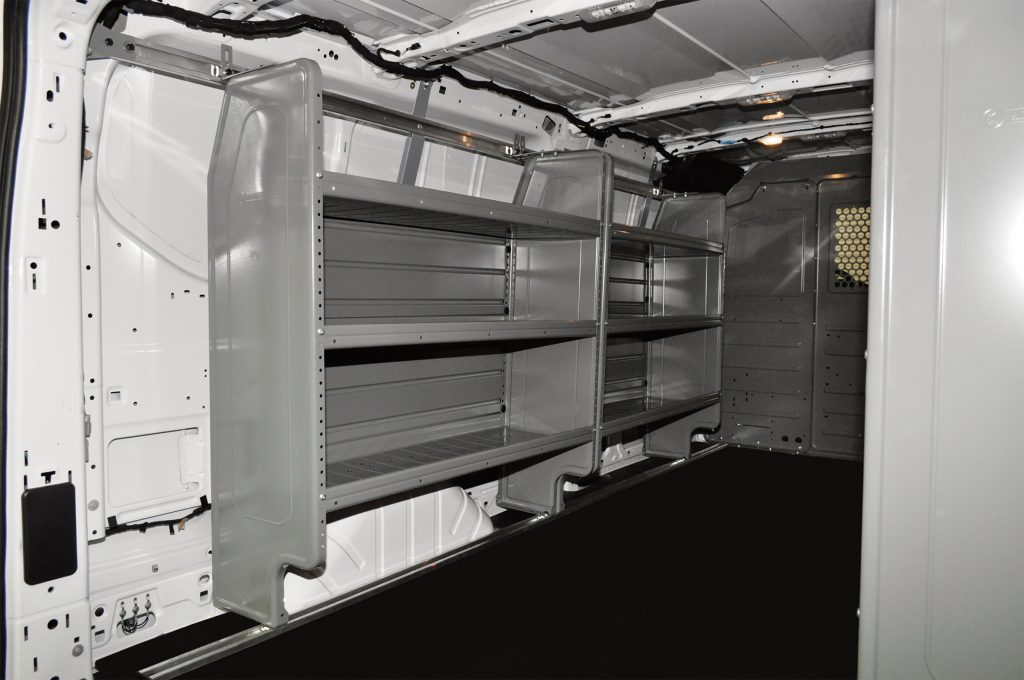 Base Shelving Package for the Ford Transit | Adjustable Shelving Unit for Your PHVAC Vehicle | Adrian Steel