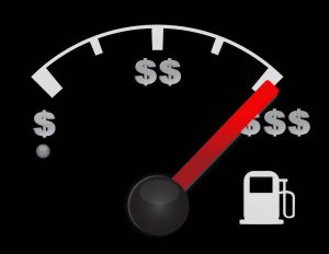 A gas gage with money symbols instead of volume markers