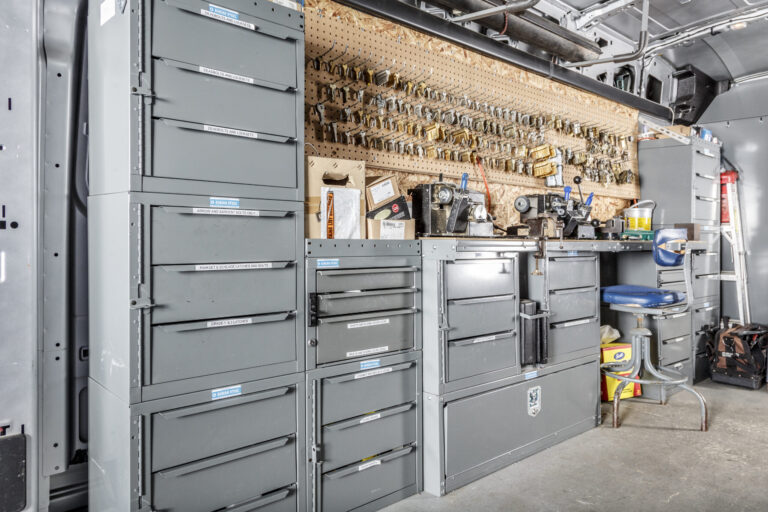 Van upfitted for a locksmith