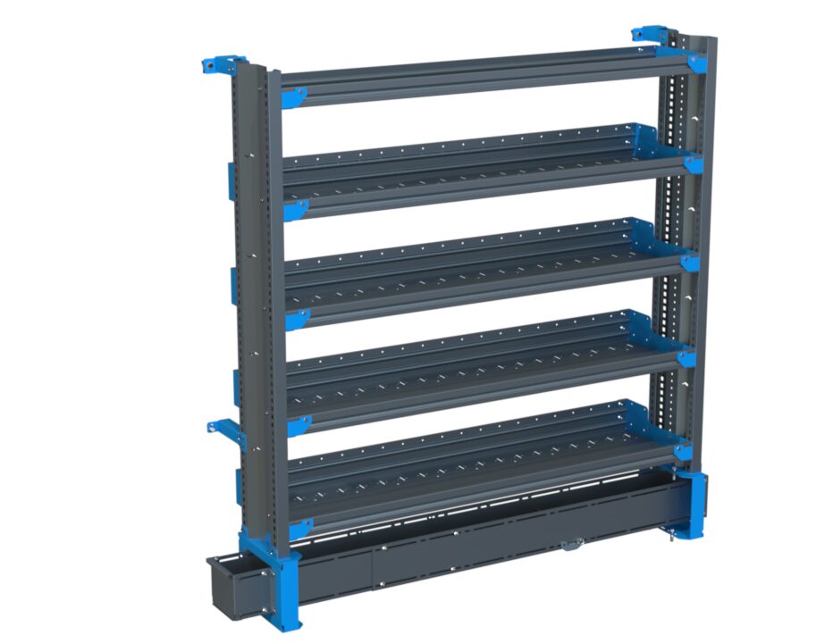 5-Shelf Unit w/ Conduit Tray, 14x60
