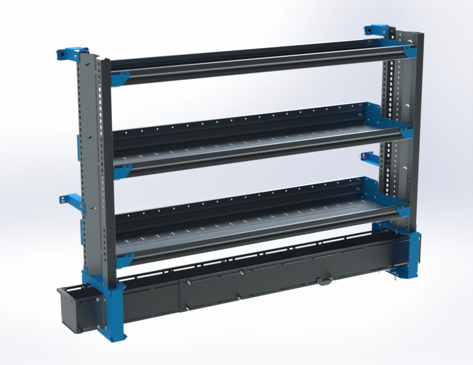 3-Shelf Unit w/ Conduit Tray, 14x60