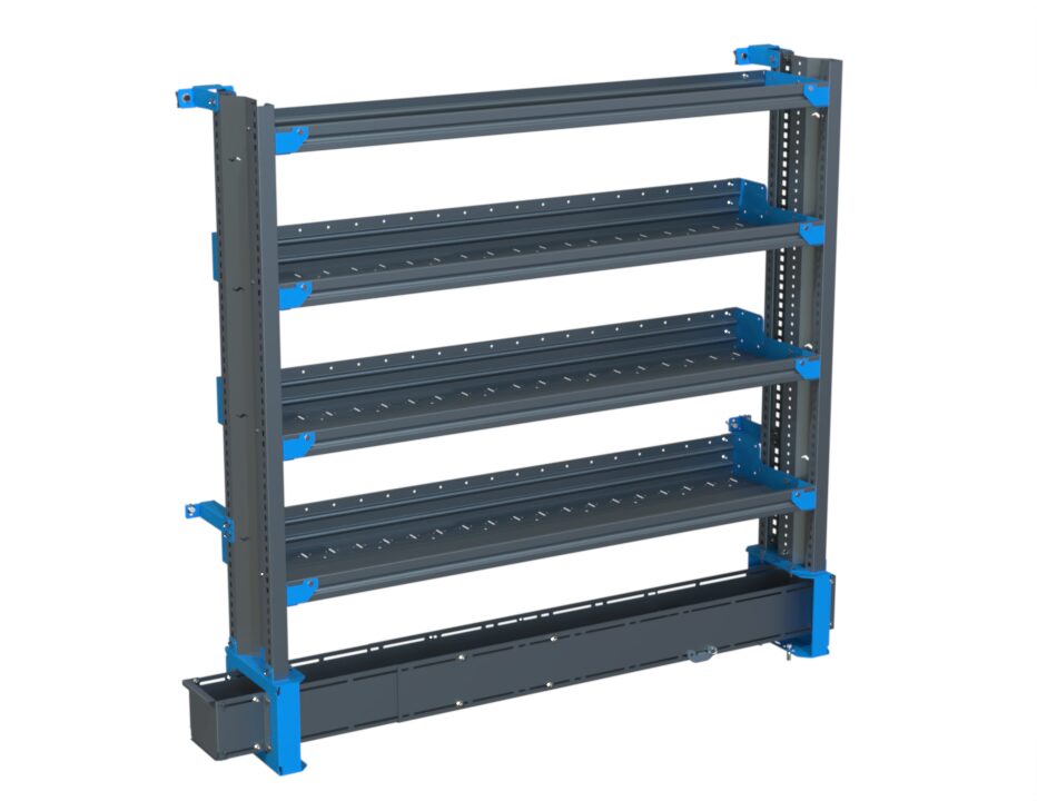 4-Shelf Unit w/ Conduit Tray, 14x60