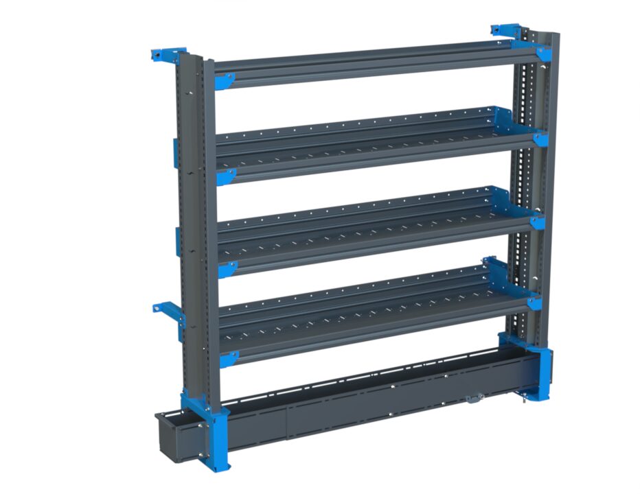 3-Shelf Unit w/ Conduit Tray, Cabinet Use, 14x60