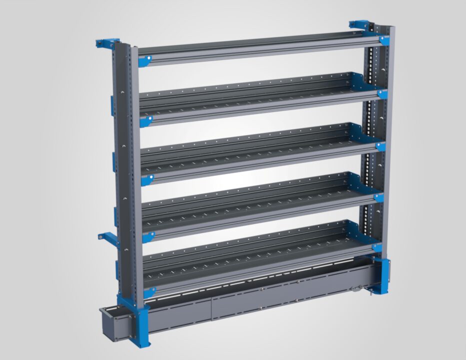 5-Shelf Unit w/ Conduit Tray, 14x66