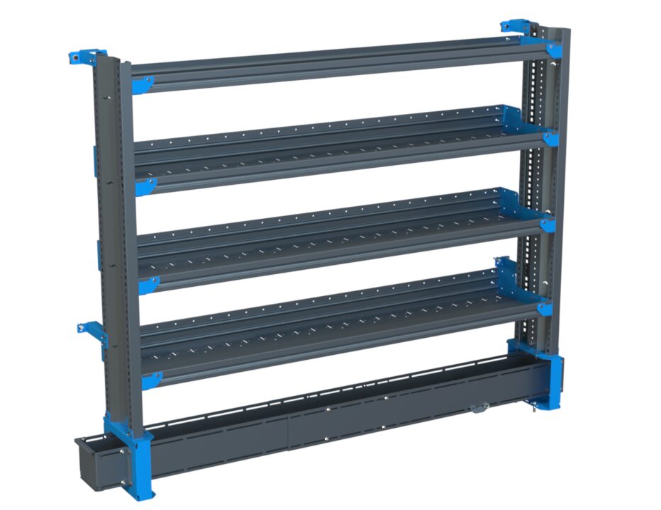 4-Shelf Unit w/ Conduit Tray, Cabinet Use, 14x72