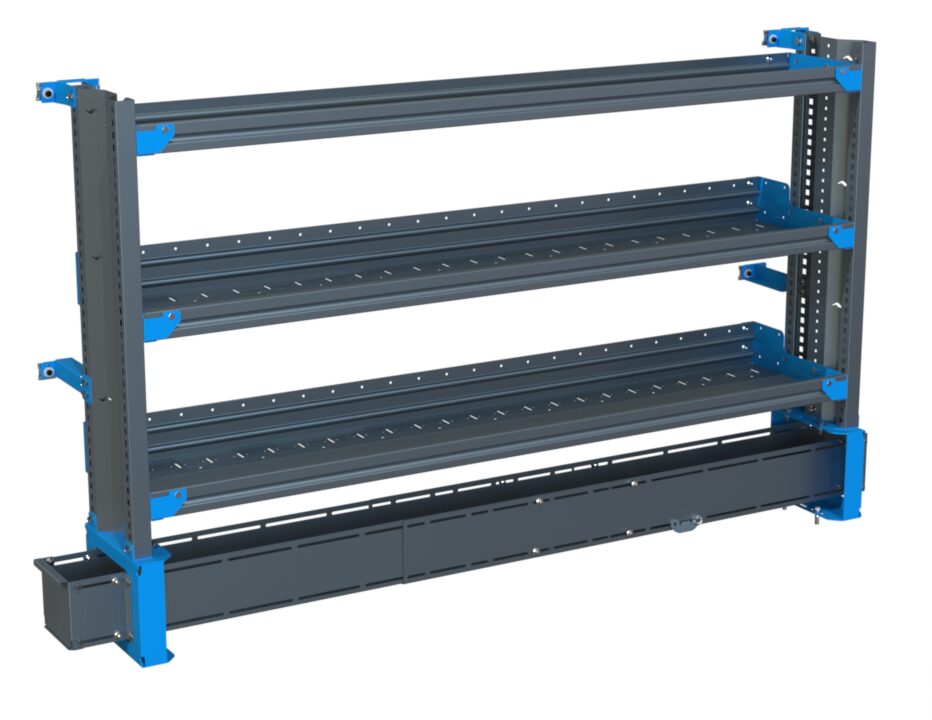 3-Shelf Unit w/ Conduit Tray, Cabinet Use, 14x72
