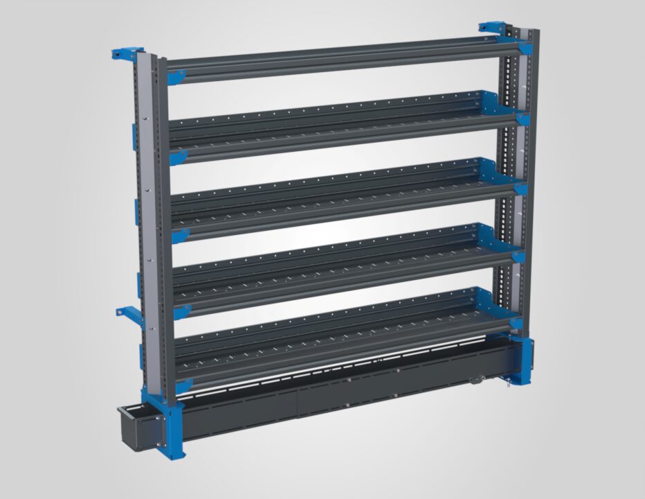 5-Shelf Unit w/ Conduit Tray, Cabinet Use, 14x72
