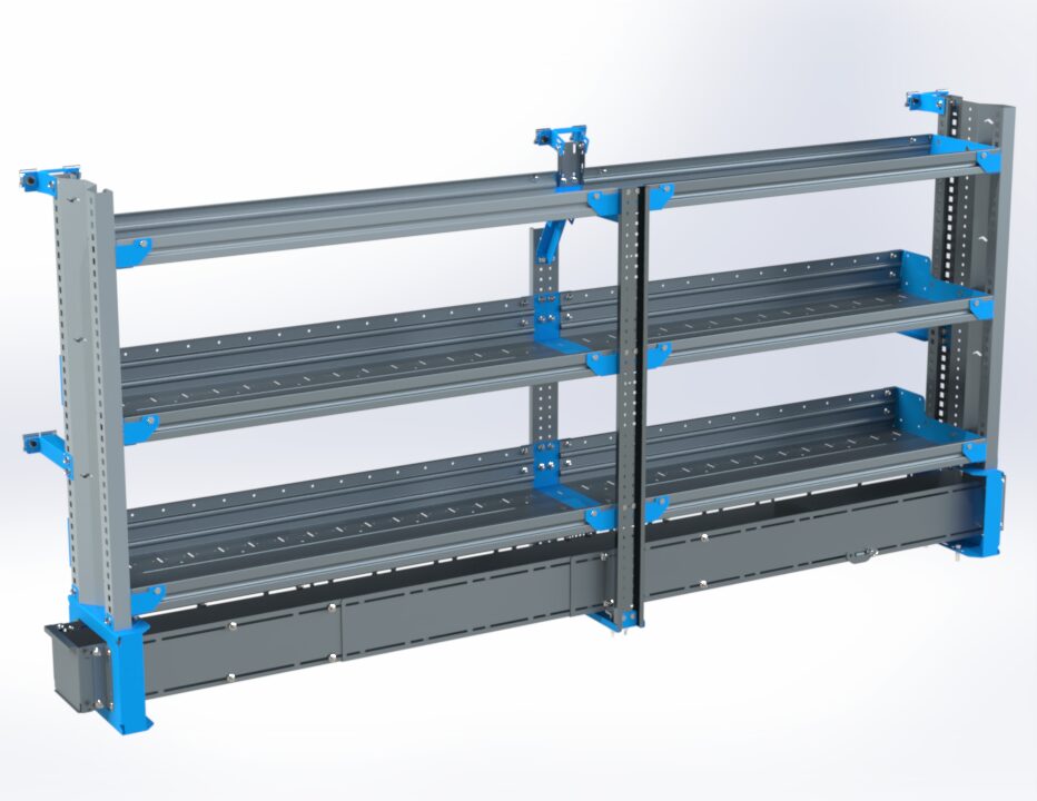 3-Shelf Unit w/ Conduit Tray, Cabinet Use, 14x90 (R48/F42)