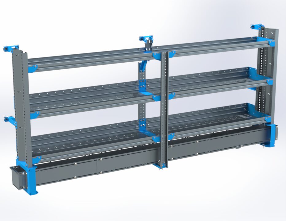 3-Shelf Unit w/ Conduit Tray, Short,14x96 (R54/F48)