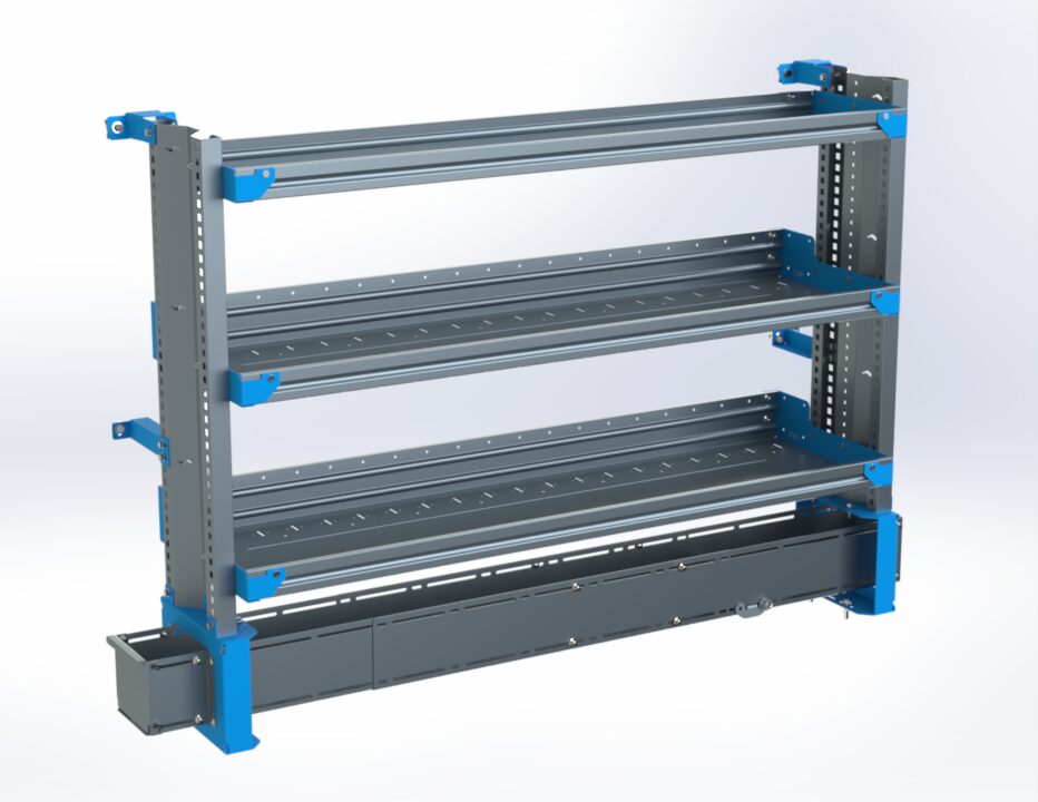 3-Shelf Unit w/ Conduit Tray, 16x60
