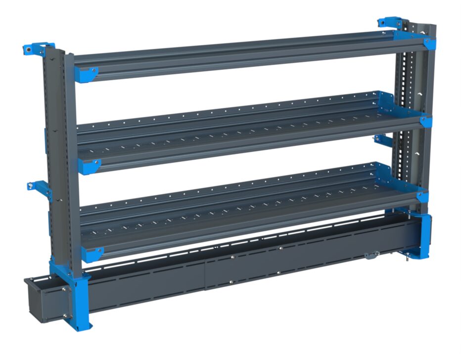 3-Shelf Unit w/ Conduit Tray, Cabinet Use, 16x72