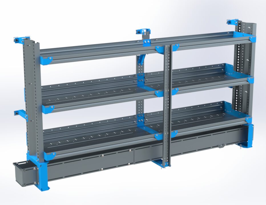 3-Shelf Unit w/ Conduit Tray, Short, 16x78 (R42/F36)